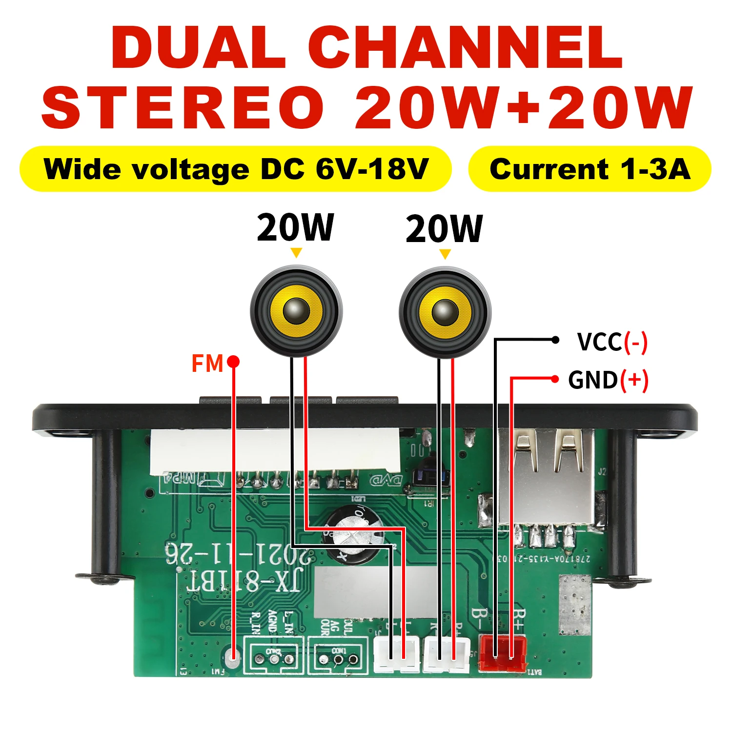 DC 12V Bluetooth 5.0 scheda di decodifica MP3 40W amplificatore Audio lettore MP3 fai da te modulo Radio FM per auto TF 3.5mm Mic chiamata di