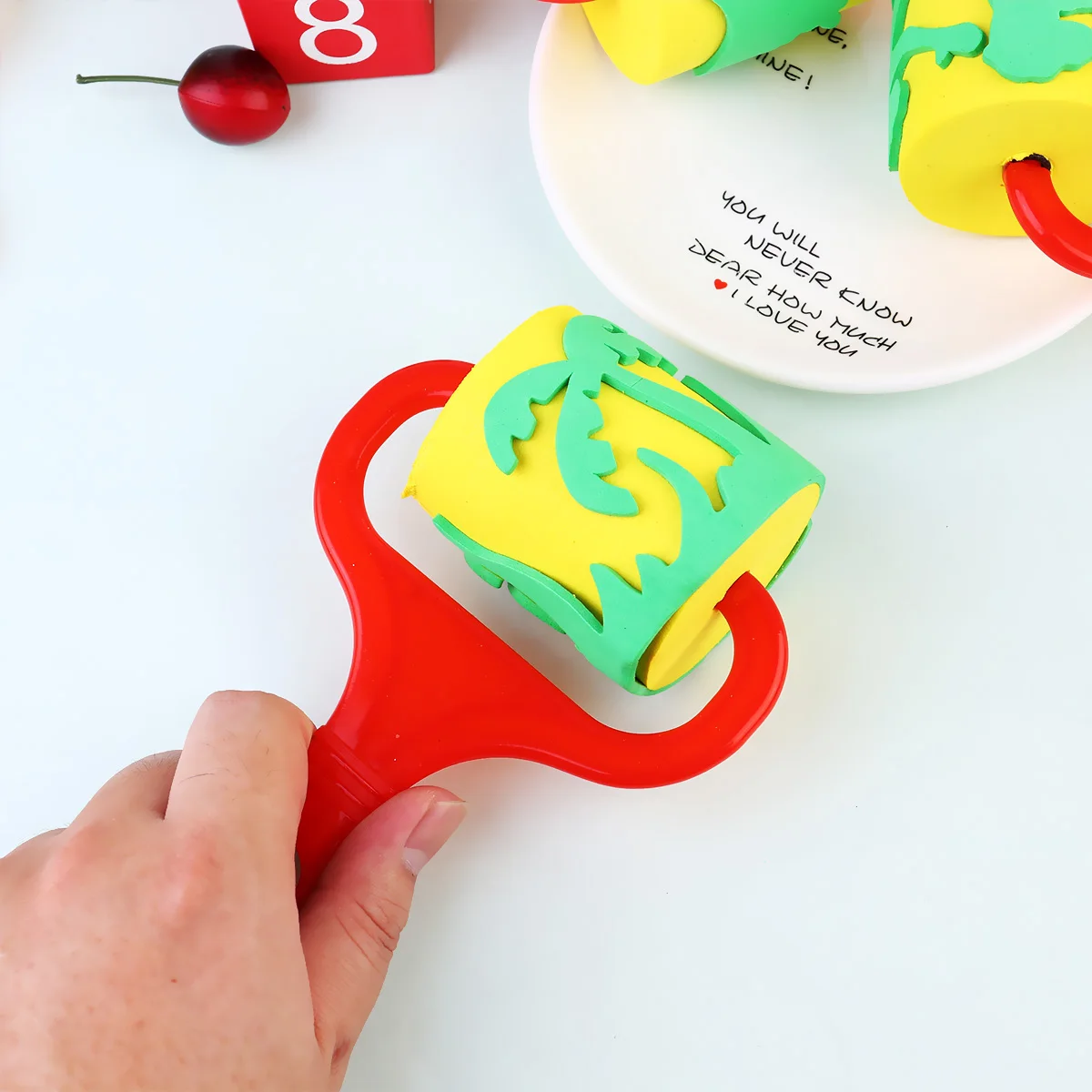 

5pcs Animal Pattern Sponge Roller Doodle Painting Tools Art Creative Learning Preschool Kindergarten Decoration Wall