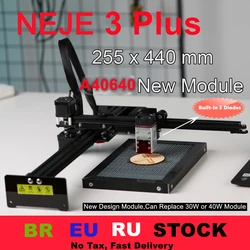 NEJE 3 Plus-Machine de Découpe Laser CNC, Graveur de Bois, Routeur, Imprimante Lightburn,GRBL, Bluetooth-App, A40640, 80W