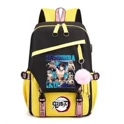 Demon Slayer-Mochila Hashibira Inosuke para niños y niñas, morral escolar para adolescentes, bolsas de viaje para exteriores