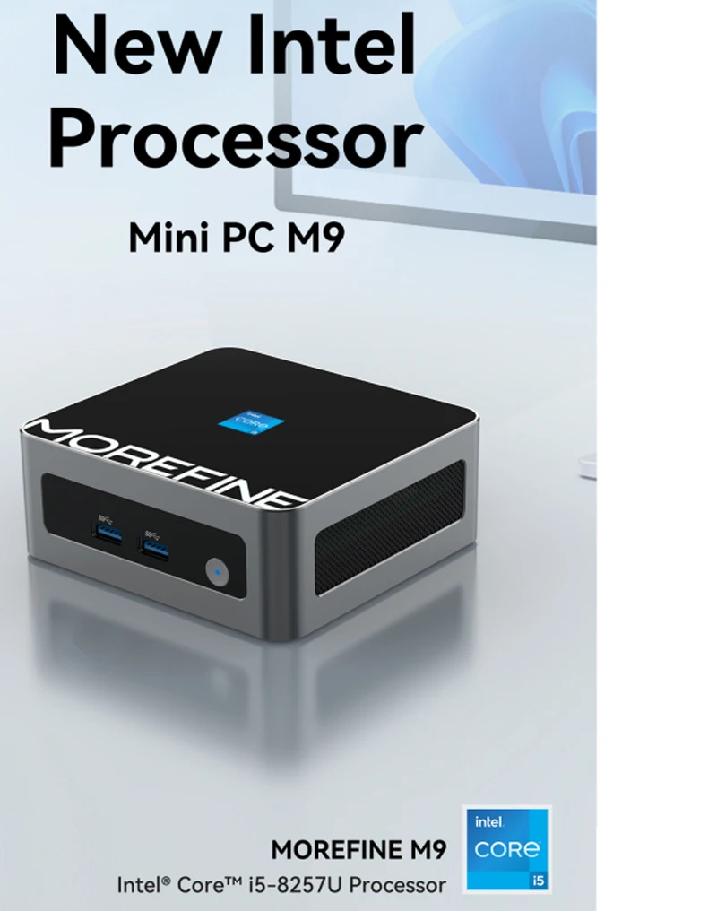 MOREFINE M9 Pokect Mini PC Intel 8257U 2xHD 1x2.5G RJ45 USB3.2 Windows 11 Desktop Office Computer DDR4 up to 32G