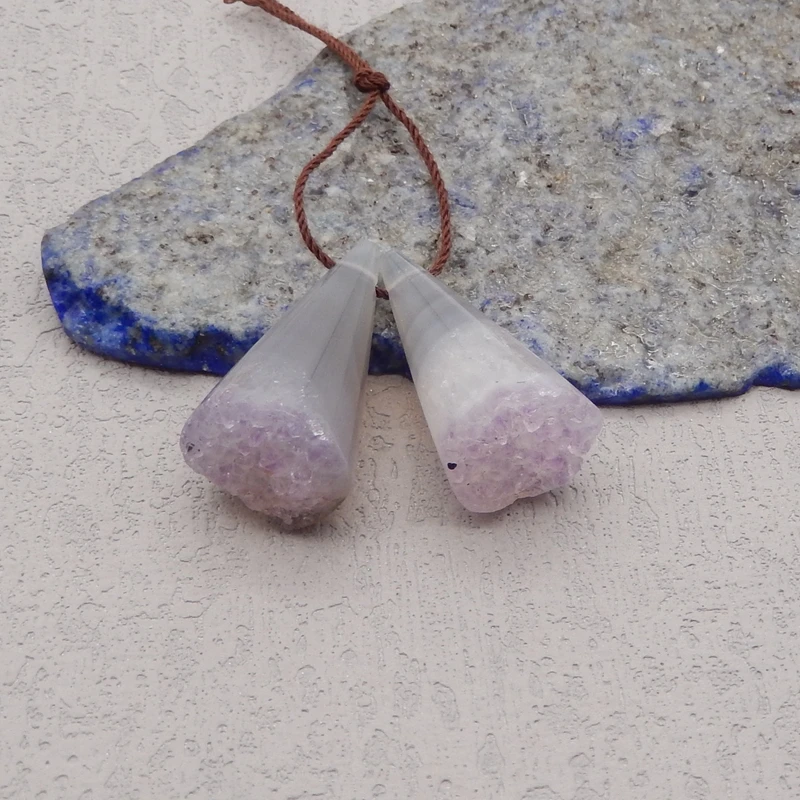 Natural Stone Amethyst Nugget Earring Bead,Earrings Accessories For Women,Fashion Jewelry DIY Making 27x15x14mm 10g