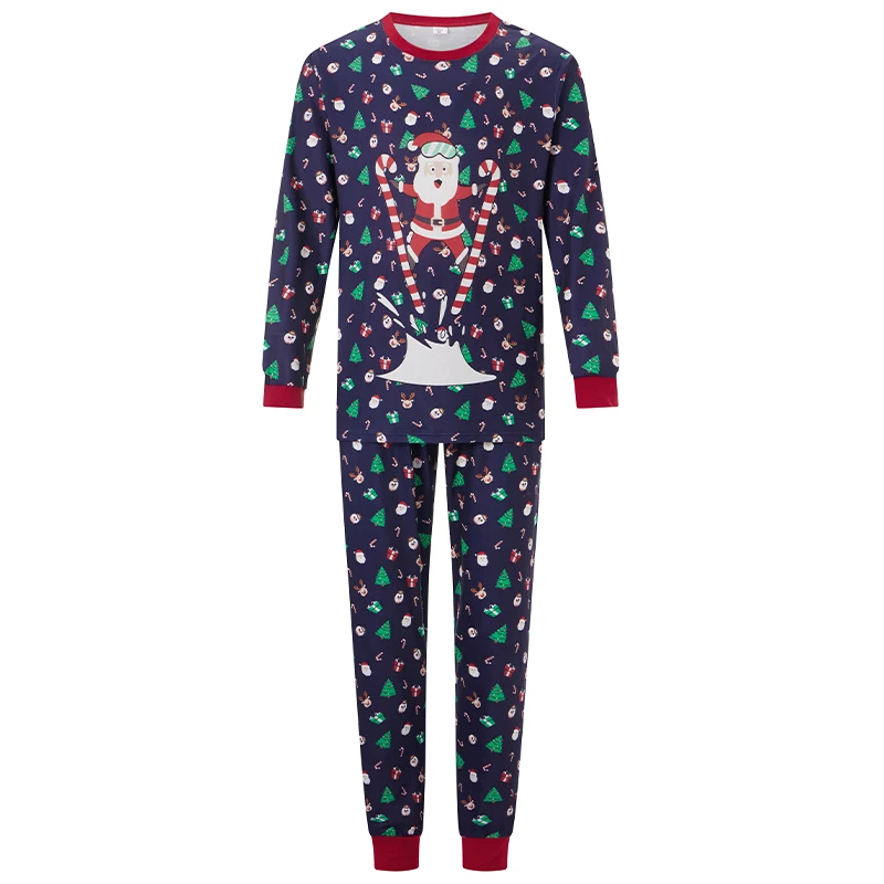 

Family Matching Christmas Pajamas Baby Romper Santa Print Long Sleeve Tops and Long Pants Sleepwear Set - Festive Holiday