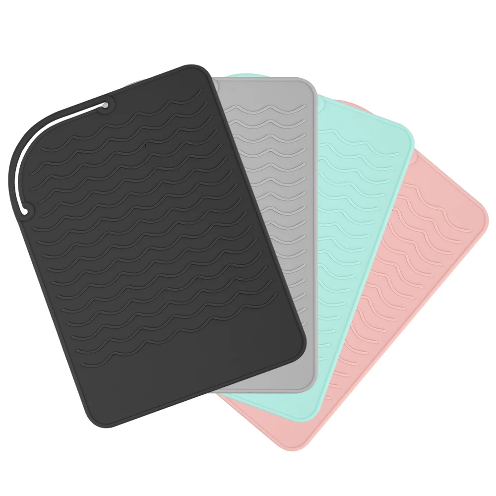 Heat Resistant Straightener Pad Silicone Hair Straightener Mat Pouch for Hair Curling Iron Anti-slip Iron Pad Hair Styling Tools