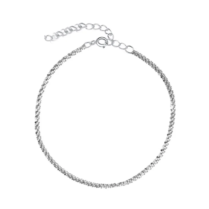 Sparkling Silver Color Twisted Chain Anklet with Storage Pouch