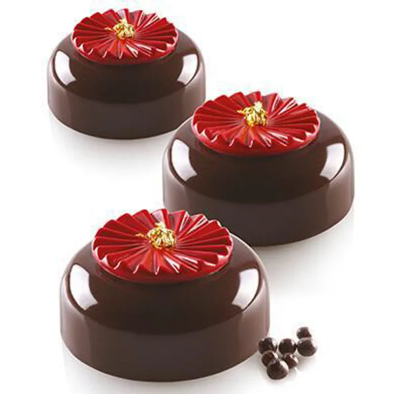 New products in stock6Pleated Mousse Cake MoldDIYChocolate Silicone Fondant Candle Mould Baking Mousse Mold