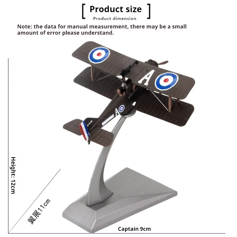 Terebo 1:72 Se 5a modelo de caza avión aleación producto terminado motor único biplano adorno de escritorio juguete para regalo