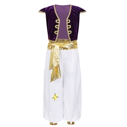 Kids Boy Anime Aladin Arab Prince Cosplay Costume Adult Children's Arabian Dress Up Halloween Carnival Party Performese Costume