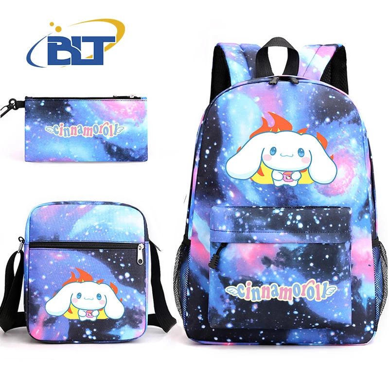 MINISO Cinnamoroll printed student school bag set children's shoulder bag pencil bag backpack three-piece set