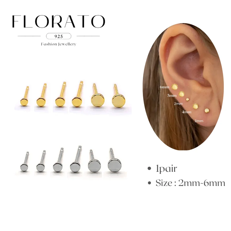925 Silver Ear Needles Minimalist Round Mini Stud Earrings For Women 2mm-6mm Exquisite Perforated Earrings Fashion Party Jewelry