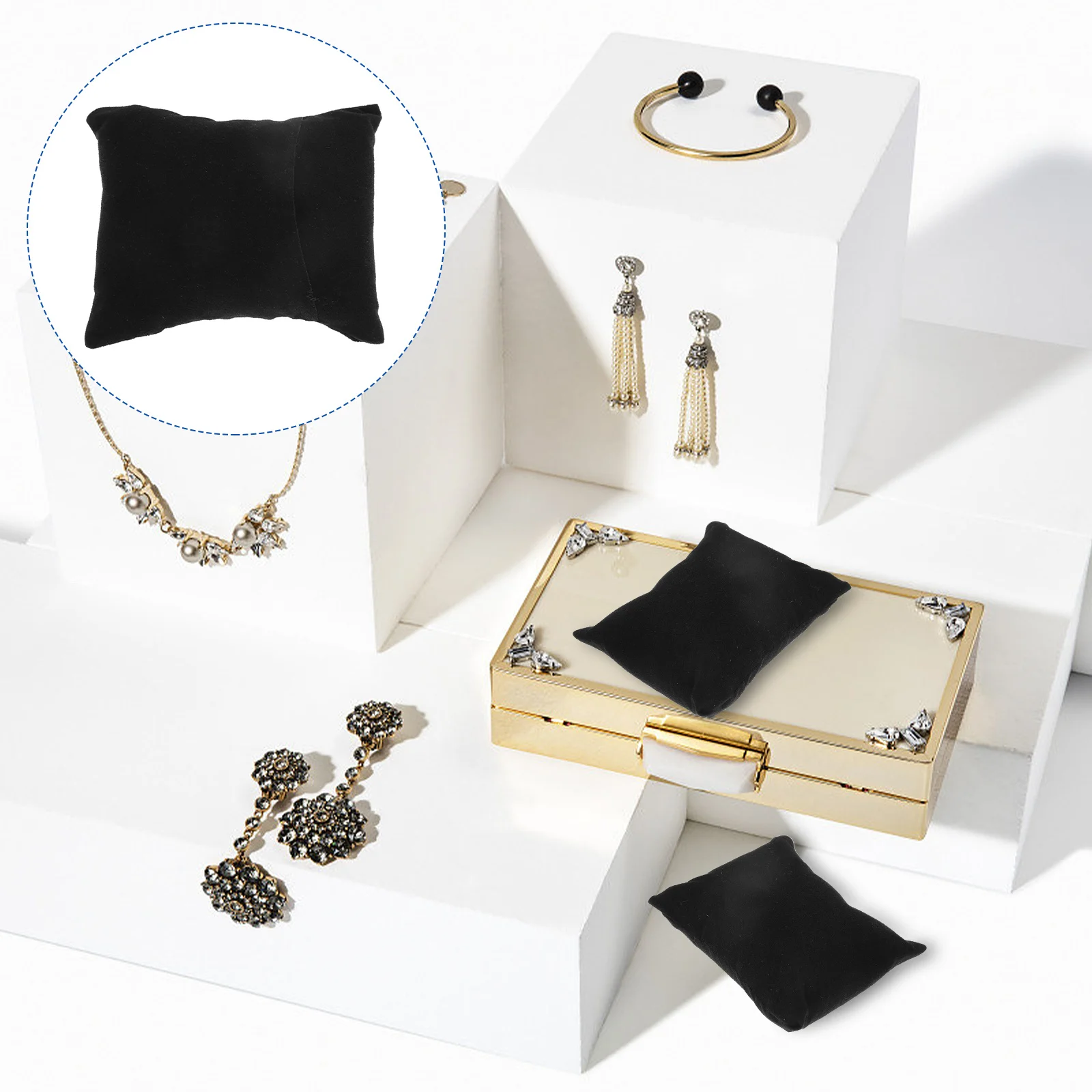 20 قطعة وسادة عرض سلسلة لسوار ساعة الإسورة صندوق مجوهرات اللؤلؤ وسادة التخزين المنظم رائعة