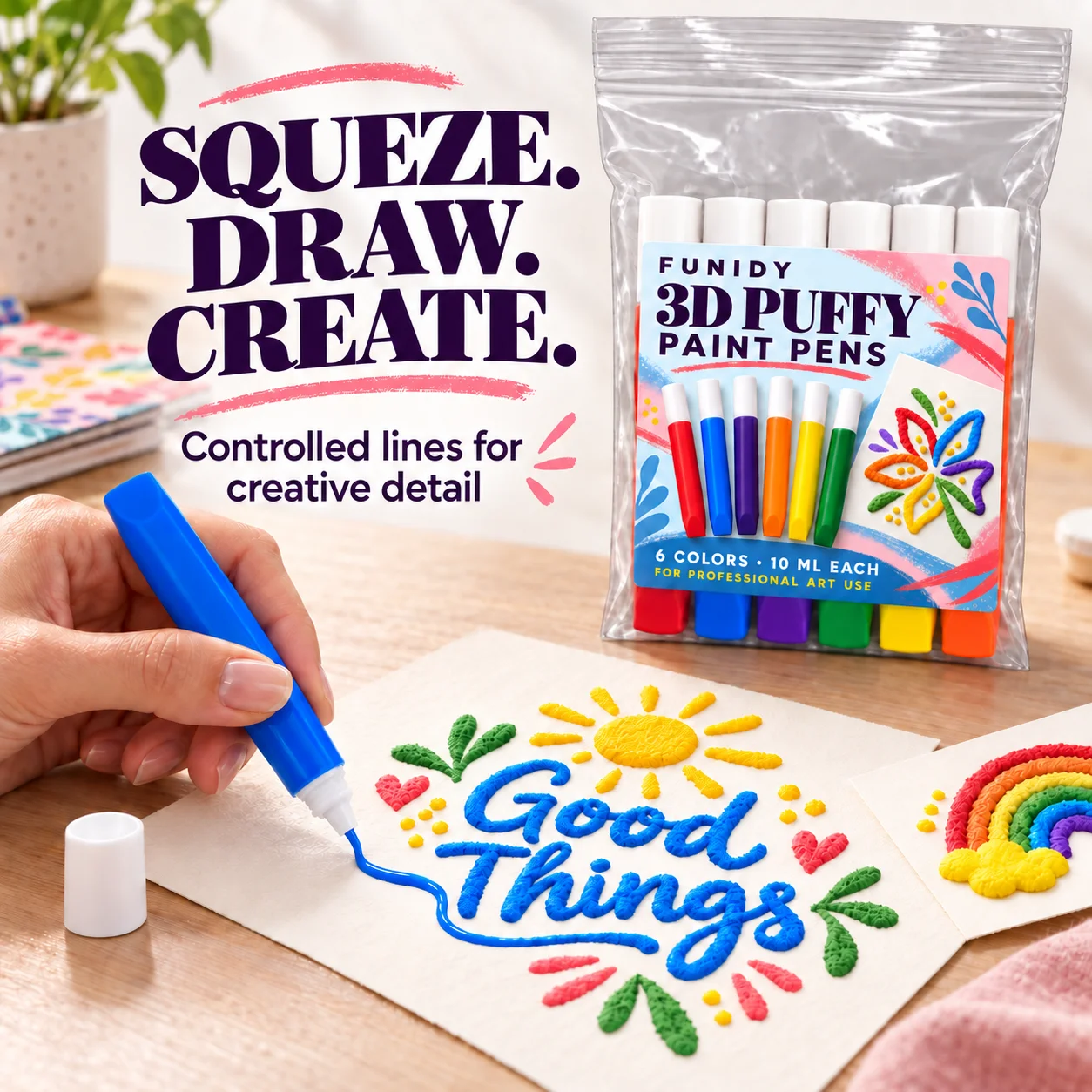 Popcorn Pens 3D Bubble Painting Markers, Modern Craft Art Supplies, Thanksgiving Holiday, for Handmade on Paper Glass Plastic