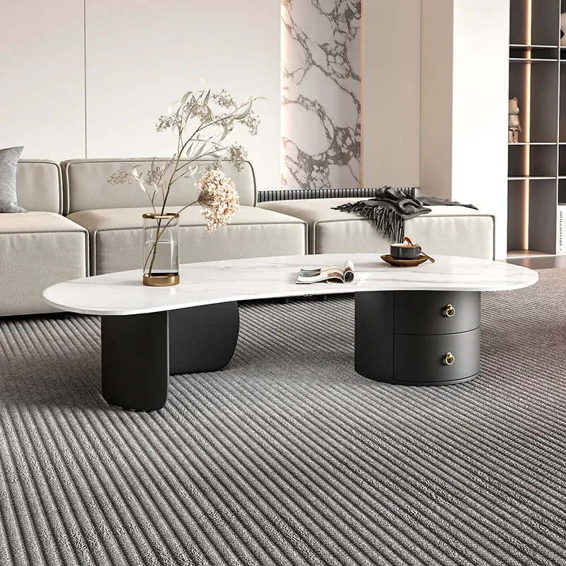 إكسسوارات طاولة القهوة الحديثة الجمالية، طاولات القهوة السوداء الصغيرة الخارجية لغرفة المعيشة، أثاث إيطالي مدمج