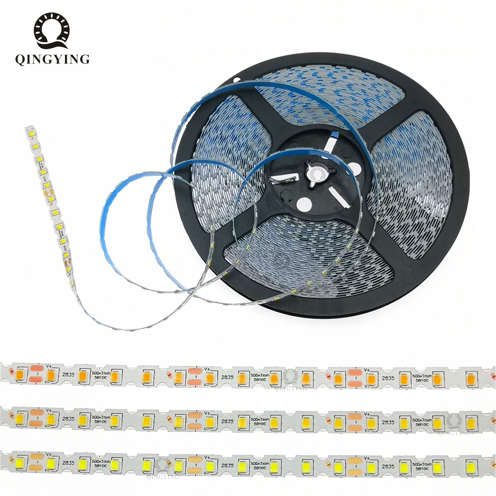 15 meter/rolka SMD2835 5 b10c 100D/m listwa oświetleniowa S typ wysoki prześwit 20 W/m 3000K 4500K 6500K z elastycznym prądem stałym taśma LED