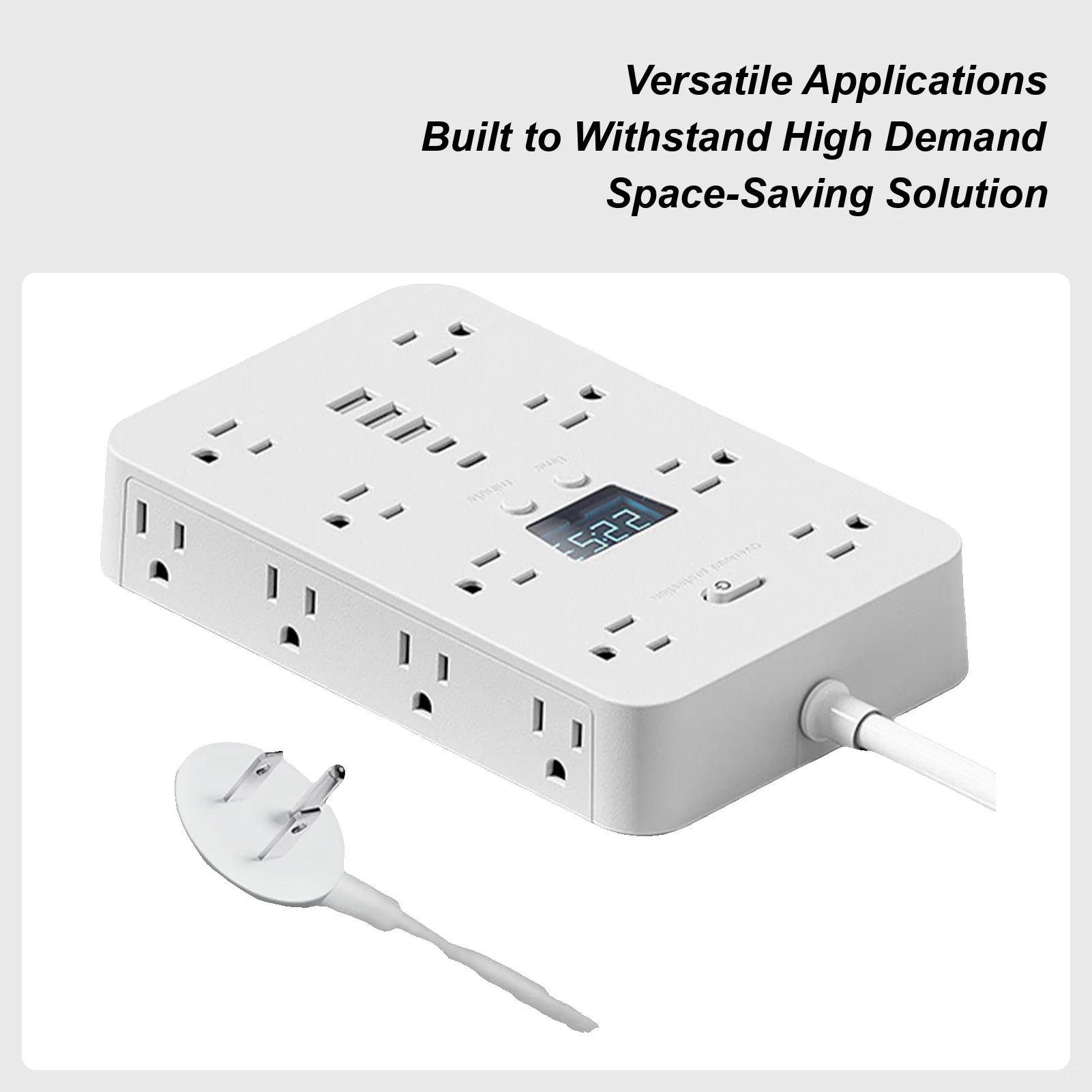 

Smart Energy Strip 16-in-1 Heavy Duty 4.9 FT Extension Cord With 3 Usb Ports For Wall Dorm Car Home Travel Office Living Room