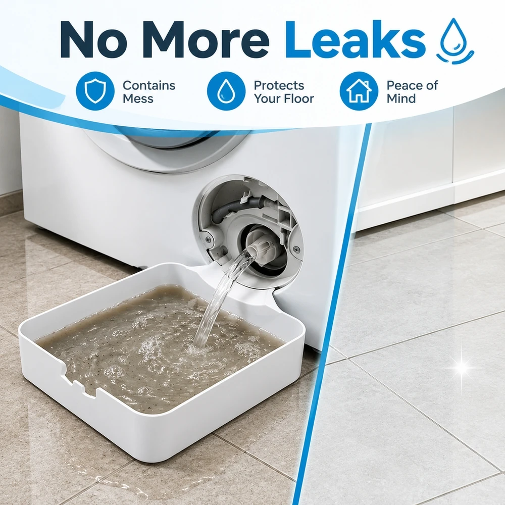 Leak Proof Thick Washer Drain Tray Anti Slip Floor Protection Base Support Easy Clean Collection Pan for Bosch Siemens
