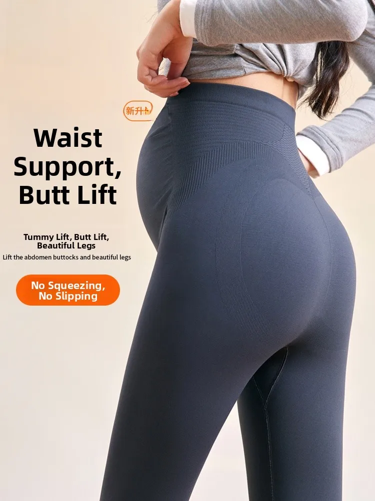 

Брюки для йоги с высокой талией для беременных, женские брюки для йоги на подкладке с поддержкой живота, осенне-зимний наряд