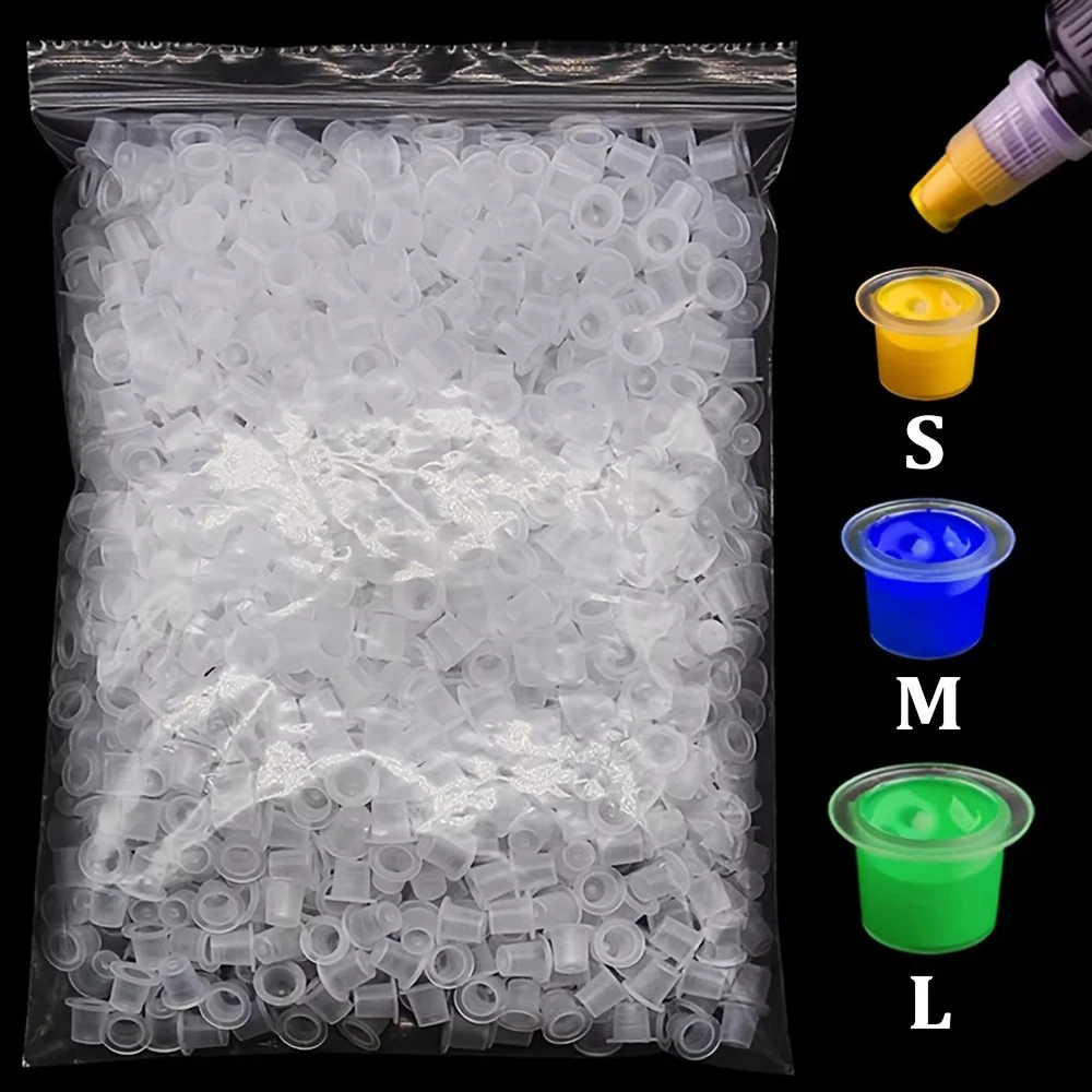 

Plastic Tattoo Ink Cups Caps Microblading Ink Holder Pigment Container 8mm 11mm 15mm Size for Tattoo Accessories 1000/100PCS