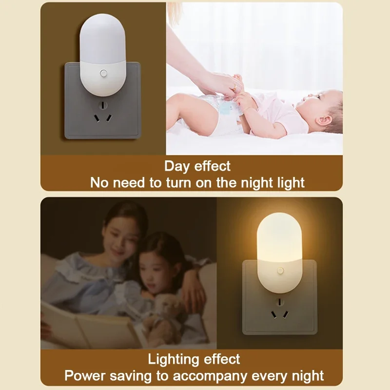 Bedside Lamp Night light EU/US Plug-in LED Night Light AC220V Baby Nursing Eye Sleep Light Bedroom Lamp For Corridor WC image 2