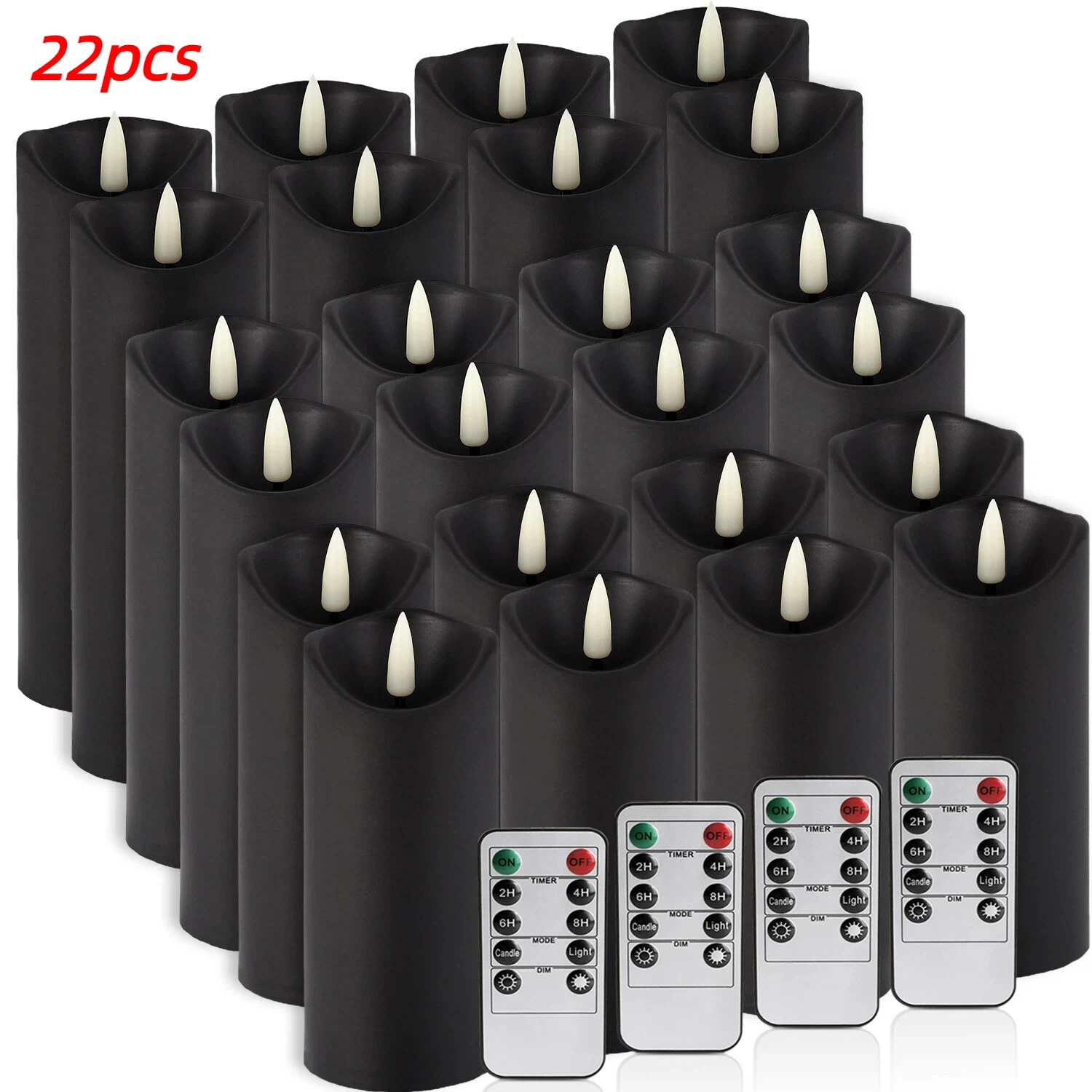 22 LED flameless candles - candle holders with realistic 3D flames | Powered by AAA batteries | Suitable for dinner parties, home decoration | Used for Christmas, Valentine's Day, weddings and churches (without batteries).