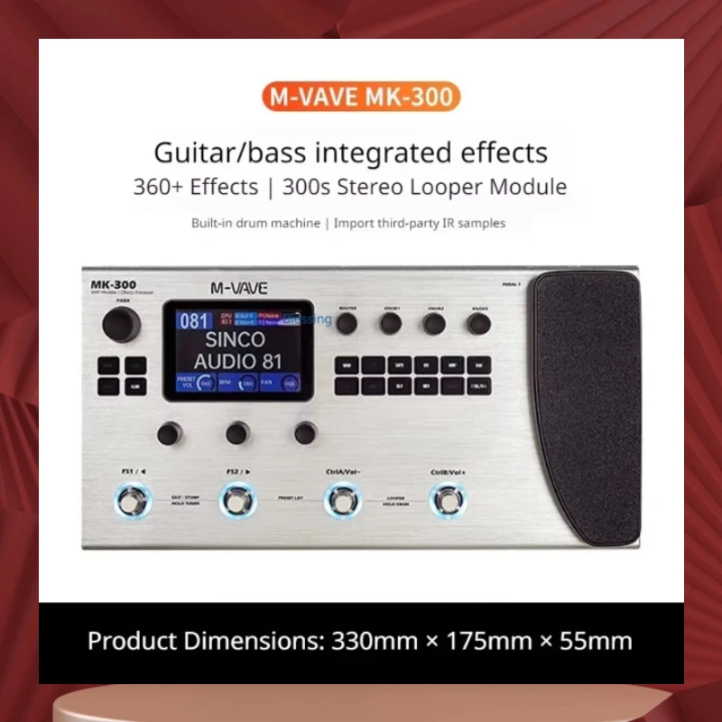 Hot M-Vave Mk-300 Multi-Function Guitar/Bass Effector Pedal | 300s Looper+128 Drum Midi Daw | Ann Neural Modeling 120amp/360fx