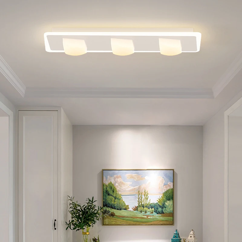 

Modern Minimalist Long Strip LED Hallway Ceiling Light For Corridor Entry Aisle Balcony Cloakroom Home Creative Cream Style Lamp