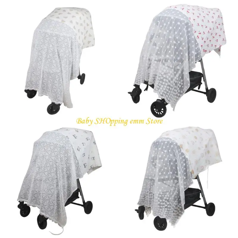 

23GD Breathable Strollers Cover Feature Embroidery Design Insect Protections Canopy