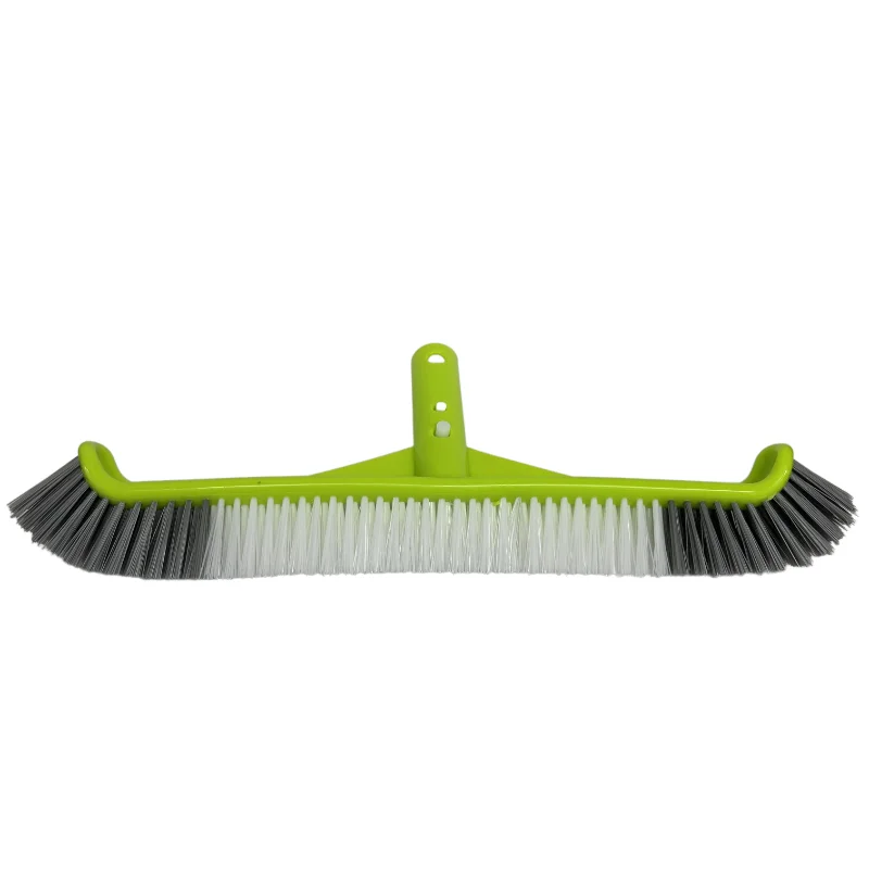 Cabezal de cepillos para piscina con borde curvo de 17,5" para limpiar paredes, azulejos y suelos de piscina, con clips EZ