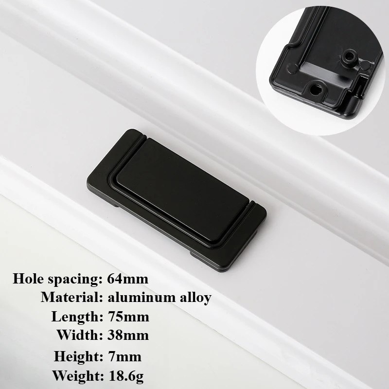 Simple Flat Concealed Buckle Drawer Cabinet Handle Invisible Gusset Furniture Hardware Aluminum Alloy Cabinets Closets Handle