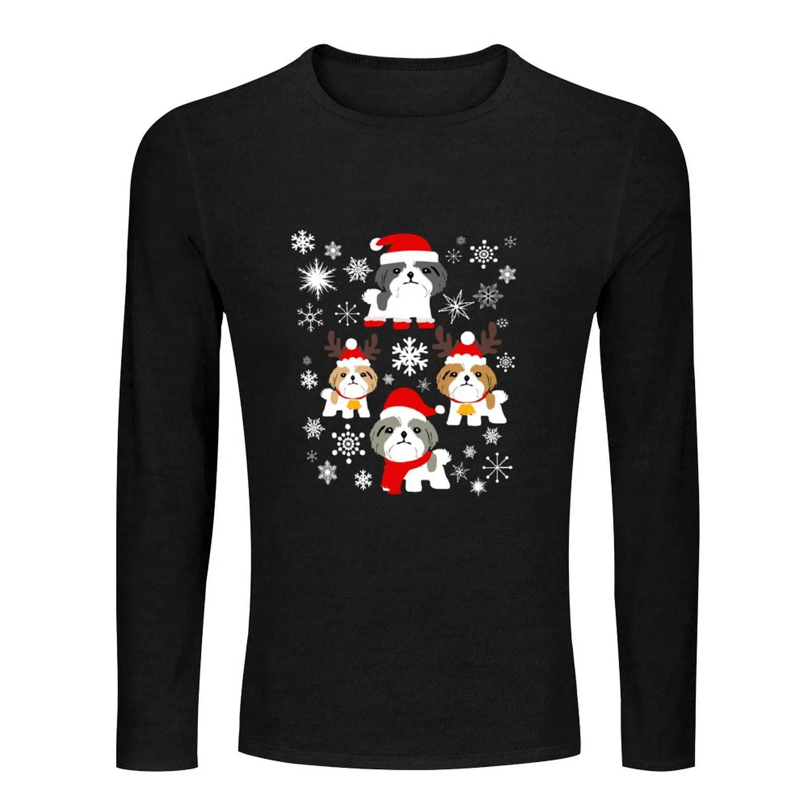 Shih Tzu Christmas Lover Long T-Shirt graphics t shirt t shirt man plus size tops T-shirt men