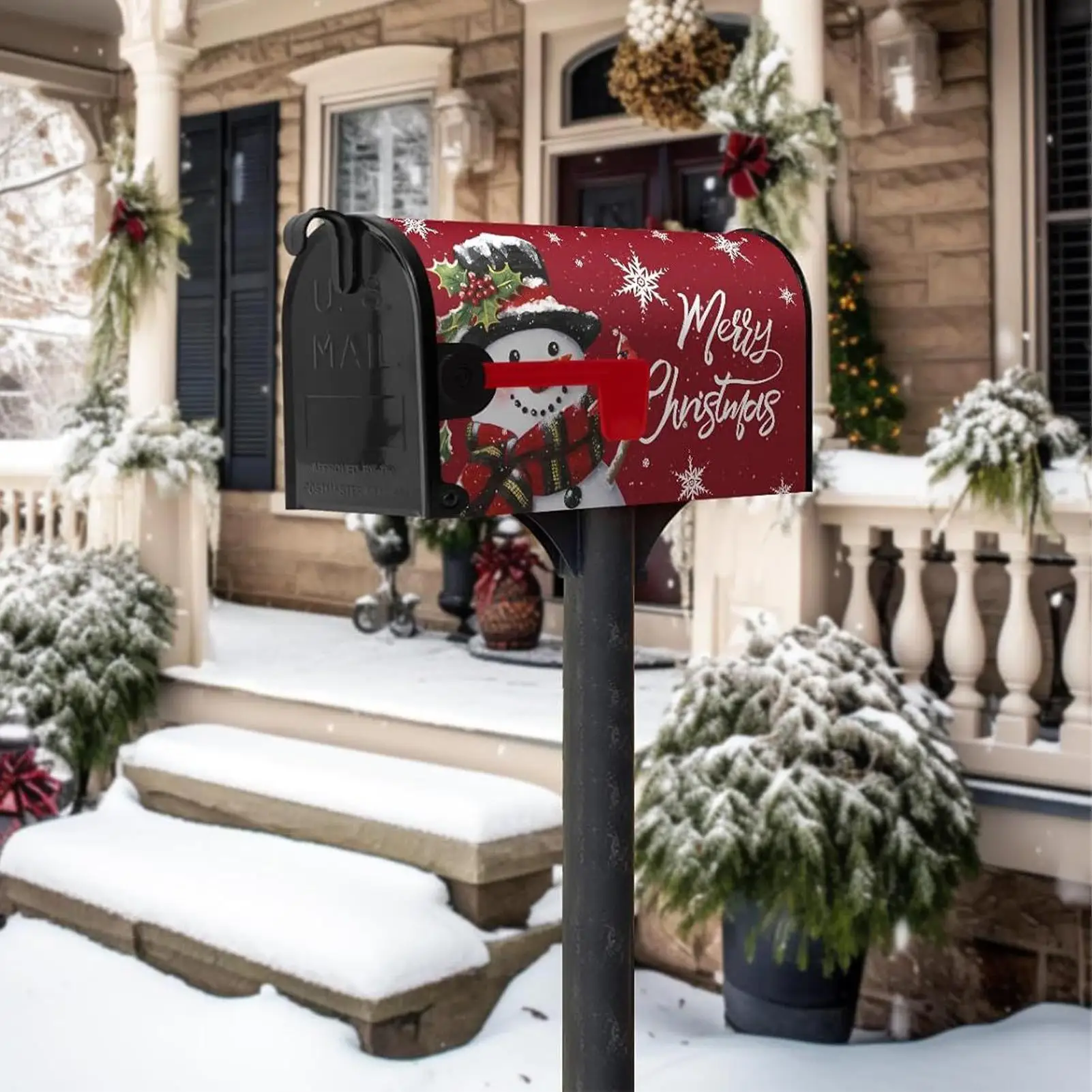 الشتاء صندوق البريد يغطي المغناطيسي 21X18 بوصة المغناطيسي الشتاء ندفة الثلج غطاء صندوق البريد عيد الميلاد آخر صندوق بريد يلتف للحديقة #1