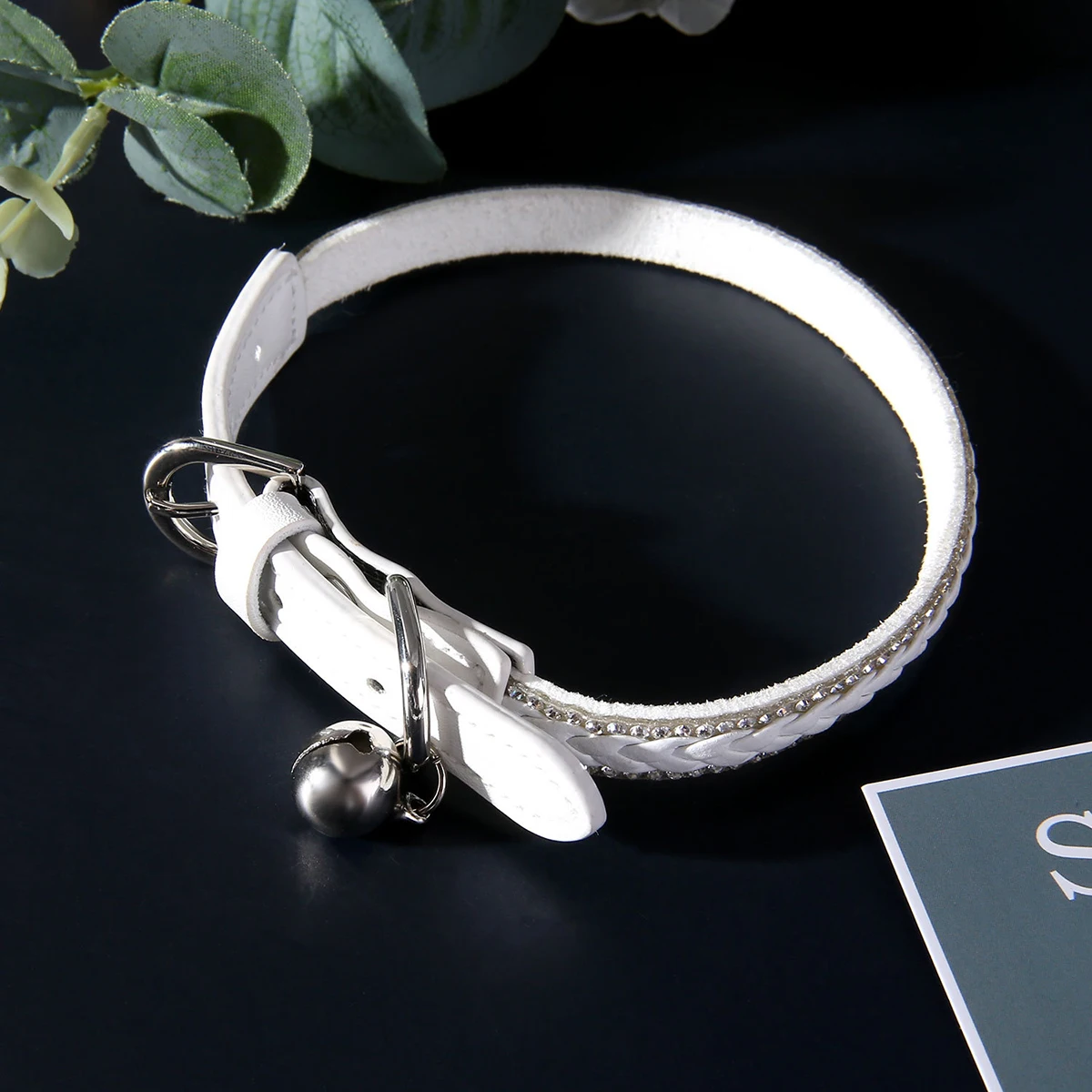 

2Pcs Pet Collar White Tags Adjustable Bell Neckchain for Dog Supply Necklace Cat Puppy Medium Size Pet Accessories