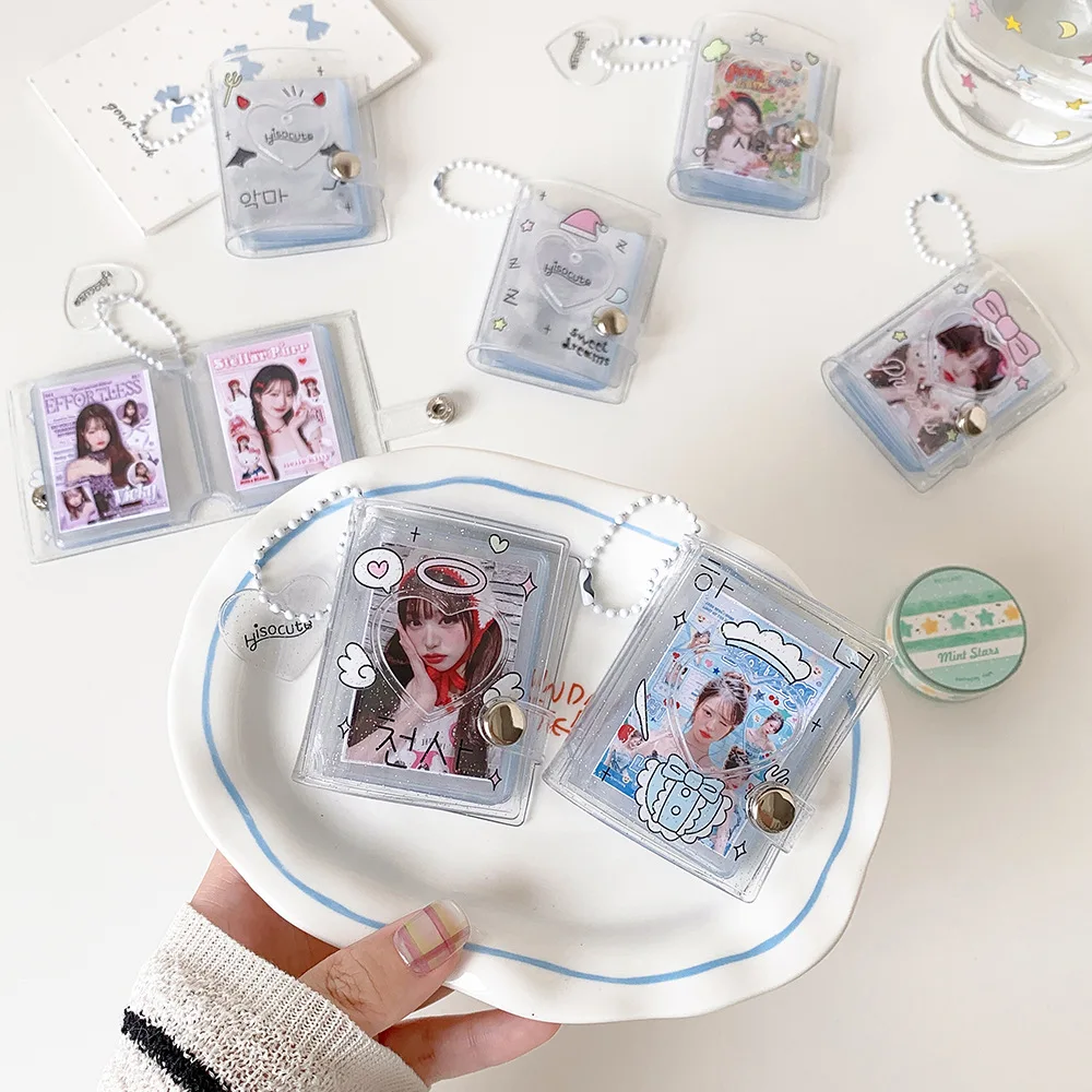 Kpop Fashion Korean Mini 2in Photo Album Cute Girl Idol Photo Storage Card holder Student Bag Decoration Pendant Keychain Gifts