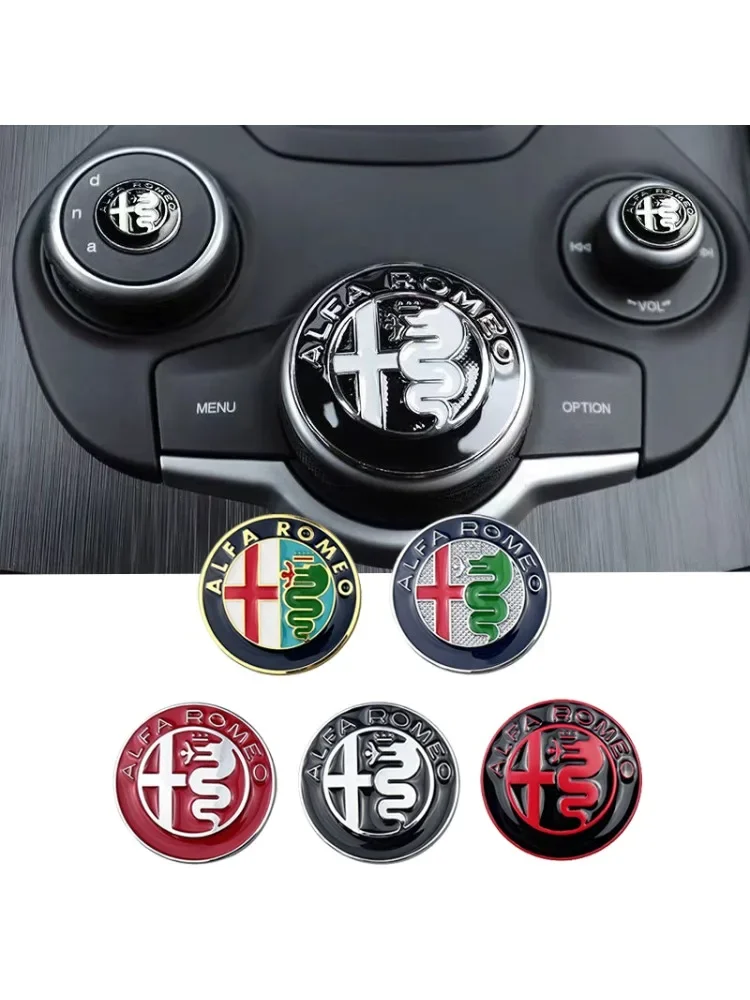 3 szt. Naklejki na panel zmiany biegów, gałka konsoli środkowej, stylizacja samochodu ze stopu aluminium do Alfa Romeo Giulia 159 147 156 Stelvio Giulietta Mito — 2