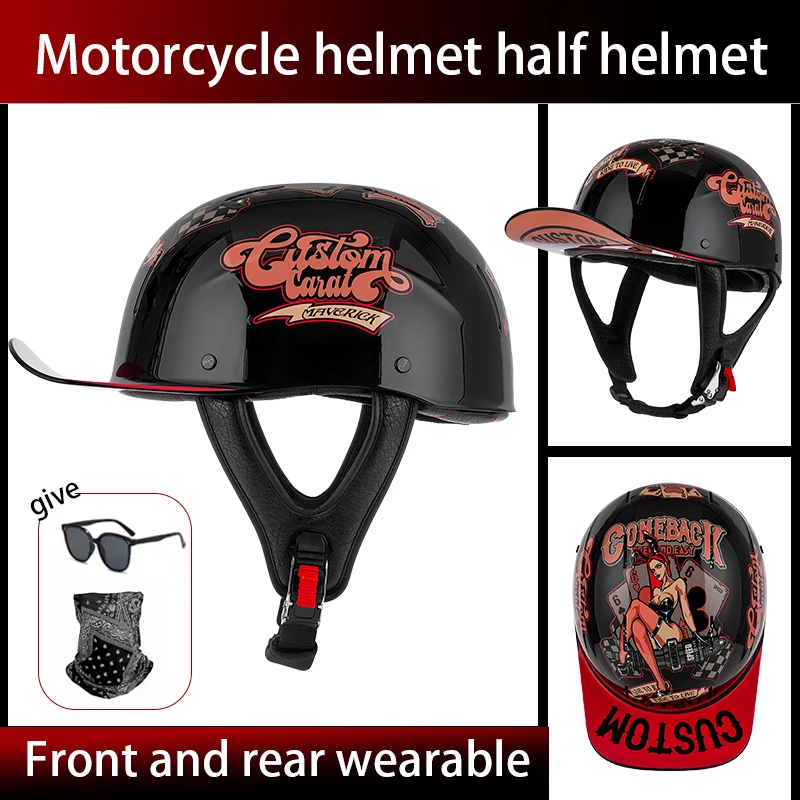 남성과 여성을위한 여름 통기성 복고풍 크루즈 오토바이 헬멧 전기 오토바이 하프 헬멧 데이 아메리칸 페달 스쿠프 헬름