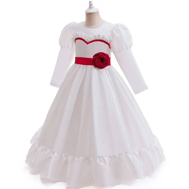Anna Cosplay White Long Sve Dr for Big Girls loween Costume Bell Detail Children's Wear Summer 2025 Ladies Faion
