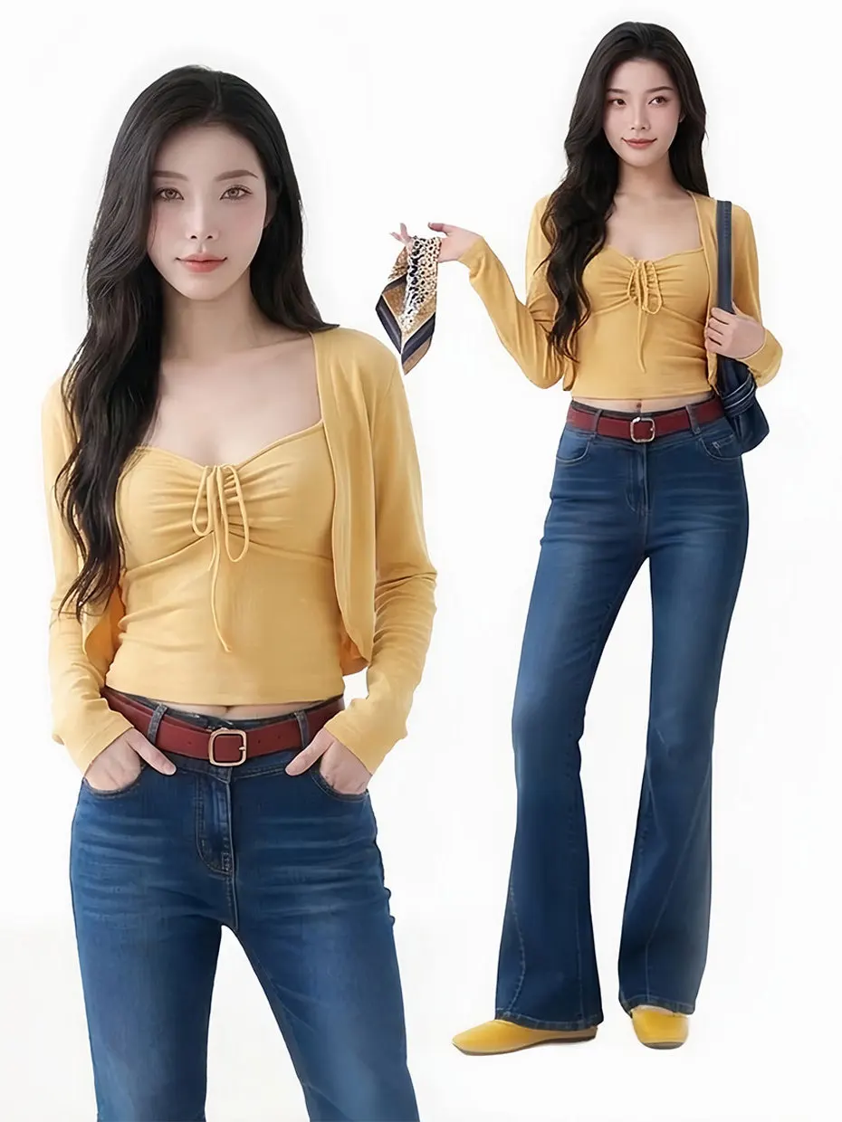 

Summer Knitted Short Cardigan Women's Thin Outerwear with Strap Dresses Two-Piece Set Top Shoulder Shawl Cover up