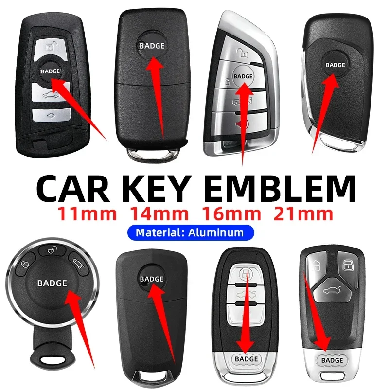 14mm Metal Car Remote Key Badge Emblem Logo For BYD Suzuki Audi Volkswagen Mitsubishi Subaru Ford JEEP Fiat Honda BMW Citroen