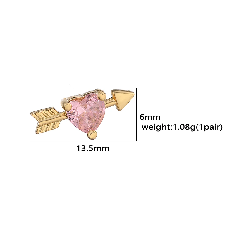 HECHENG, Colorful Zircon Collection Stud Earrings Tiny Crystal Dragonfly Flower Heart Ear Studs