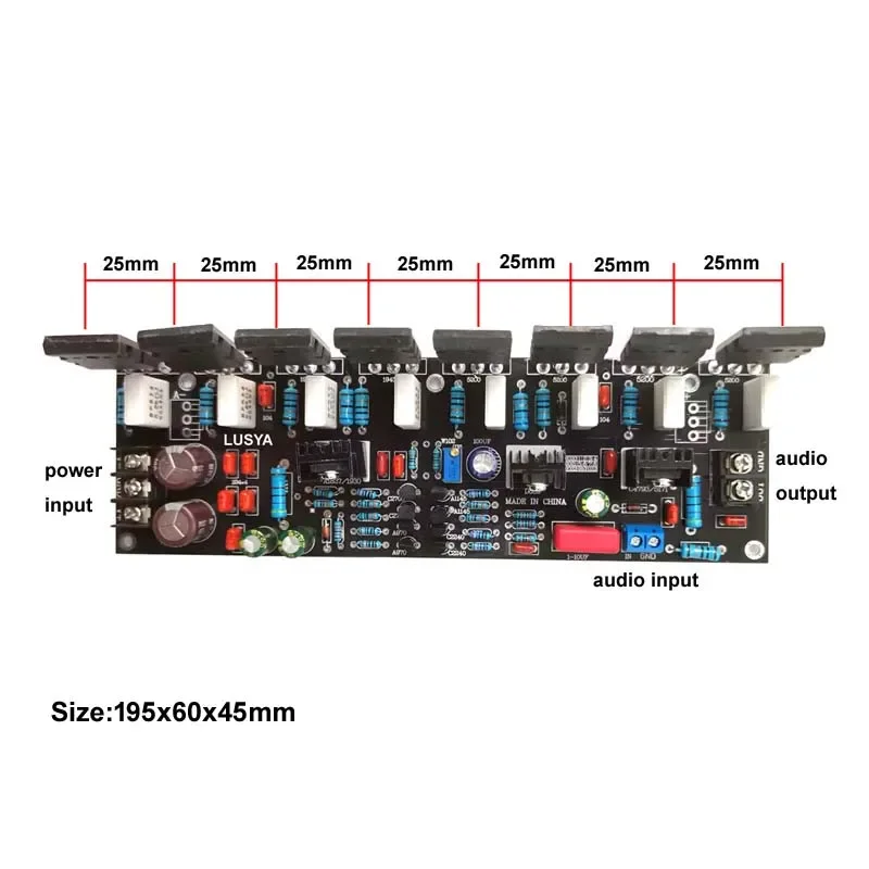 Upgraded Version Mono 400W Tube 2SC5200 + 2SA1943 20V-90V HIFI High Power Audio Amplifier Finished Board