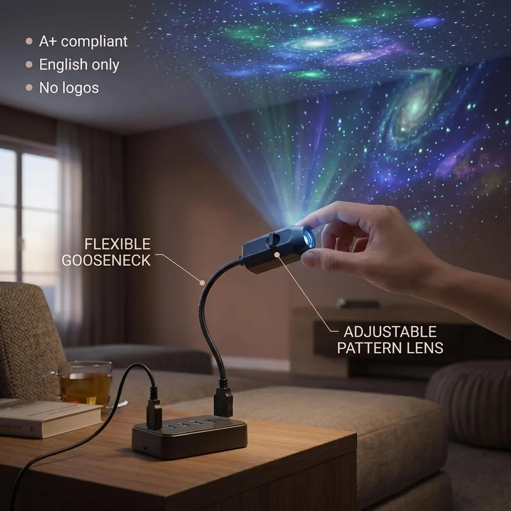 Black Star Projector Night Light Material Atmosphere Mini Star Projector Romantic Background Decor Lamp Ceiling Atmosphere