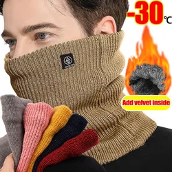 Winter Thickened Inner Warm Scarf Windproof Long Thick Knitted Wool Neck Scarf Autumn Colorful Cold Proof Thermal Neckerchief