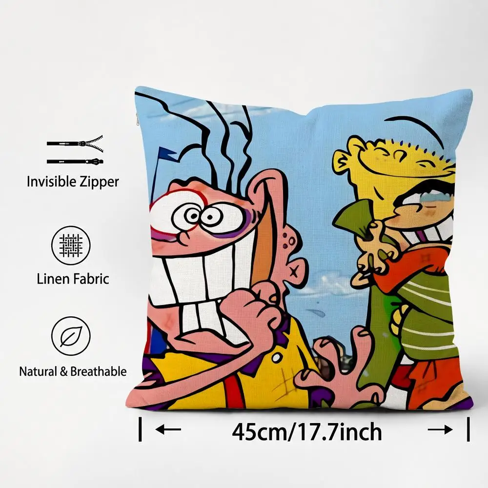 TV Series Ed Edd N Eddy Cushion Cover Cushion Covers Natural Linen Breathable Sofa Bedroom Decor Pillowcase