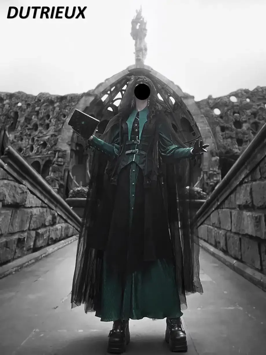 Japanese Goth Lolita Long Retro Slim-fit Vest Jacket and Single Breasted Long-sleeved Shirt Shorts Handsome Suit