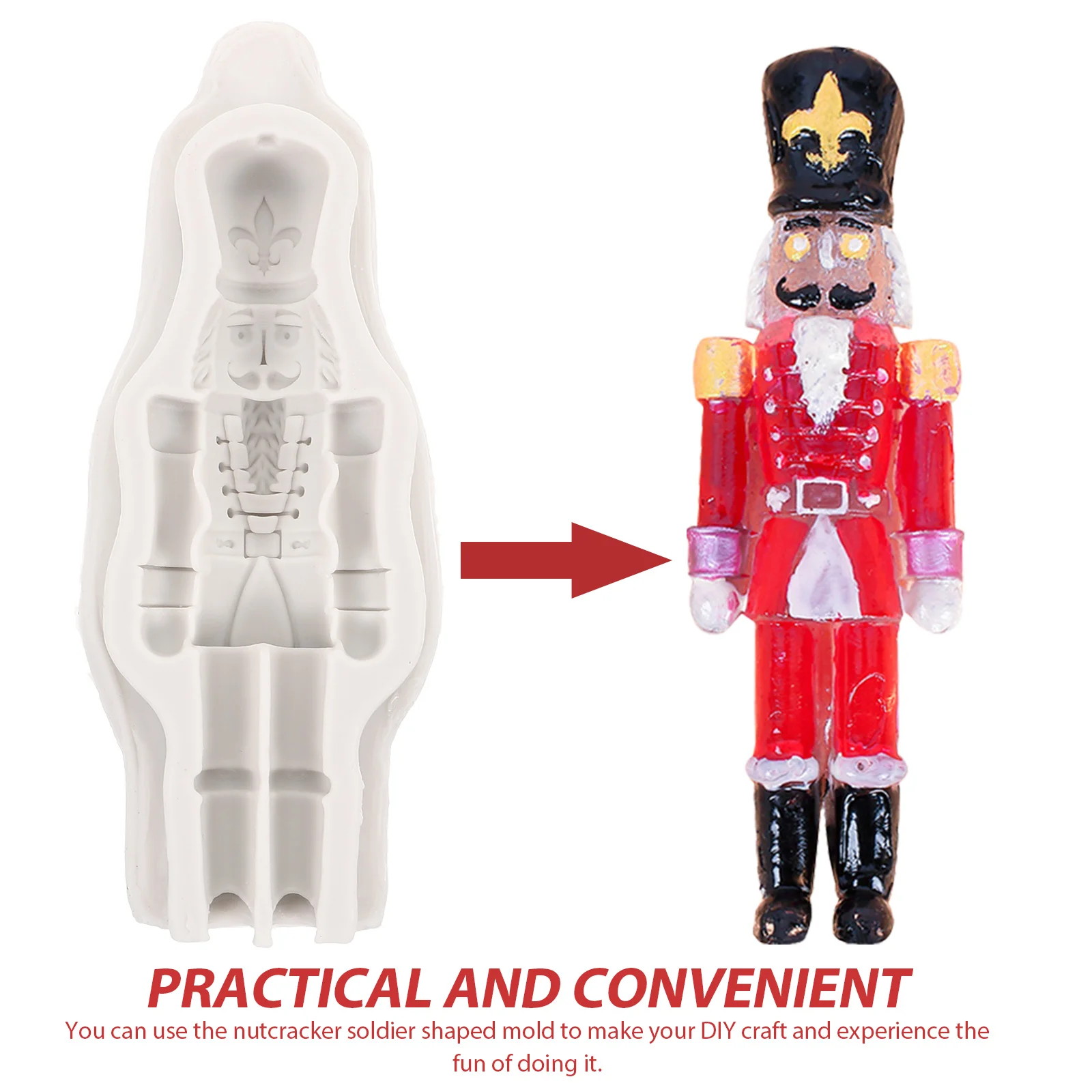 2 Pcs Desktop Nutcracker Soldier Ornament Mold Epoxy Craft Christmas Baking Molds