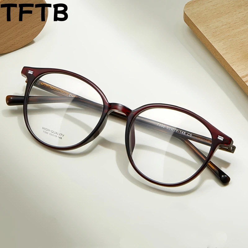 

TFTB New Men's and Women's Artistic Retro Round Acetate Glasses Fashion Matching Optical Prescription Eyeglasses Frames 7350