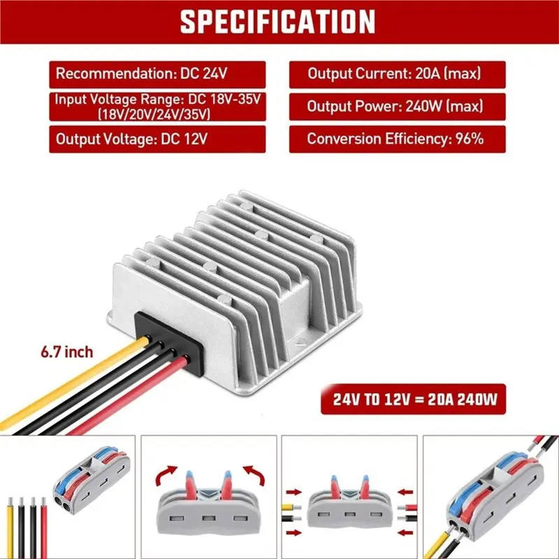 【LIMITED TIME DISCOUNT】24V To 12V Voltage Regulator Step-Down Reducer DC-DC Converter 240W 20A Transformer Module For Golf Cart