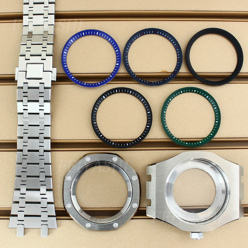 

41mm Watch Case Bracelet Parts Solid 316L Stainless Steel For Seiko NH35 NH34 NH36 NH38 Movement 28.5mm Dial With Chapter Ring