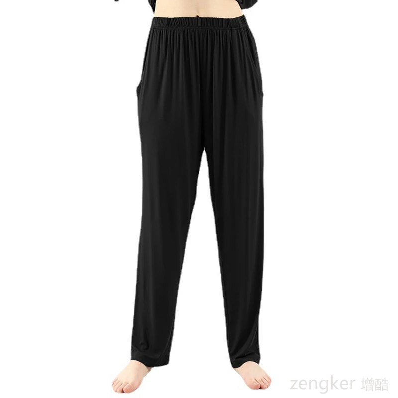 Female new thin autumn spring plus size loose high stretch bamboo fiber high quality pocket home pants 7xL 120kg sleepwear