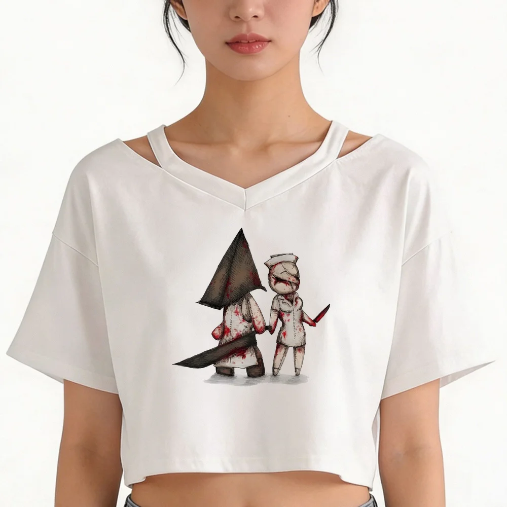 Silent Hill t-shirt shoujo emo cheap y2k t-shirt korean fashion meme goth Retro anime